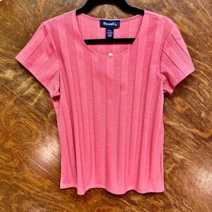 Pink Ribbed Women's Top Size S Cotton Blend